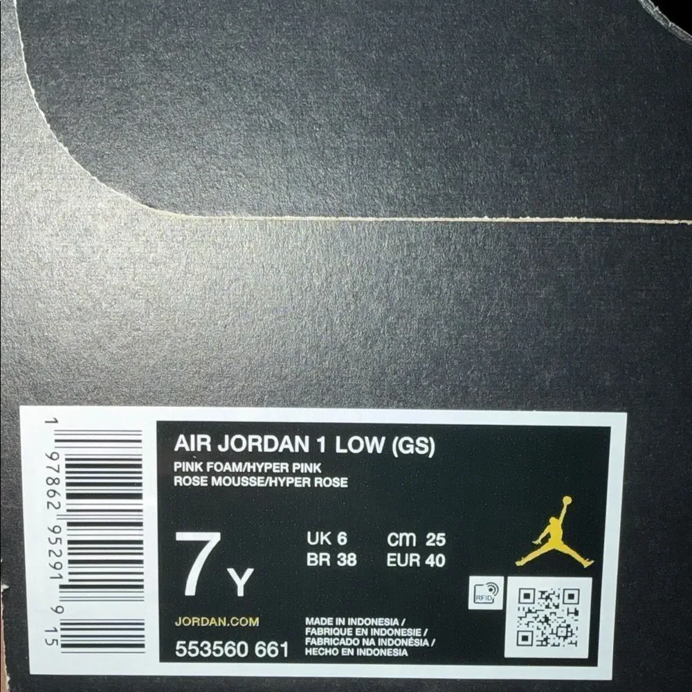 Air Jordan 1 Low GS Hyper Pink 553560-661 Size 7Y